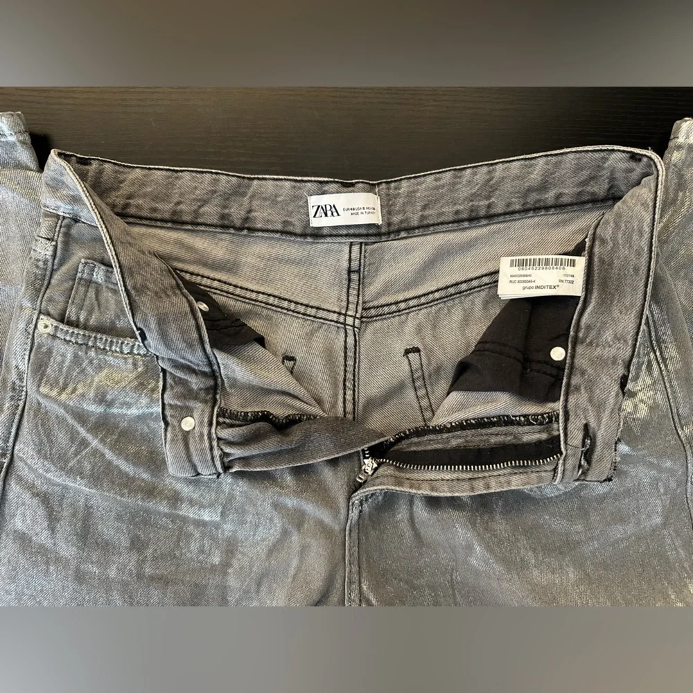 Zara Metallic Silver Boyfriend Jeans - Picture 4 of 7